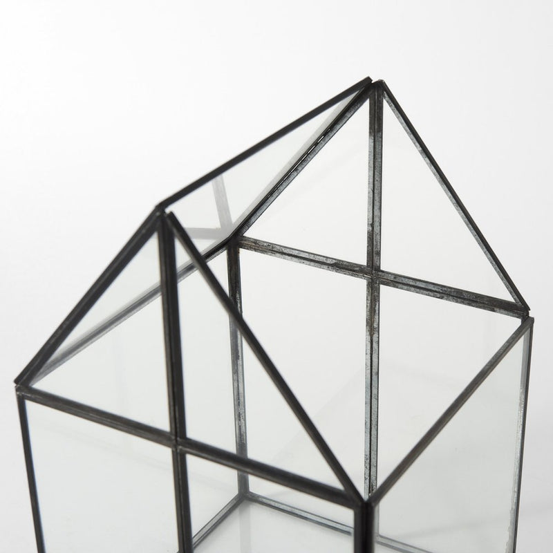 8" Black Glass Desk Organizer