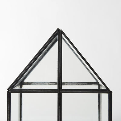 8" Black Glass Desk Organizer