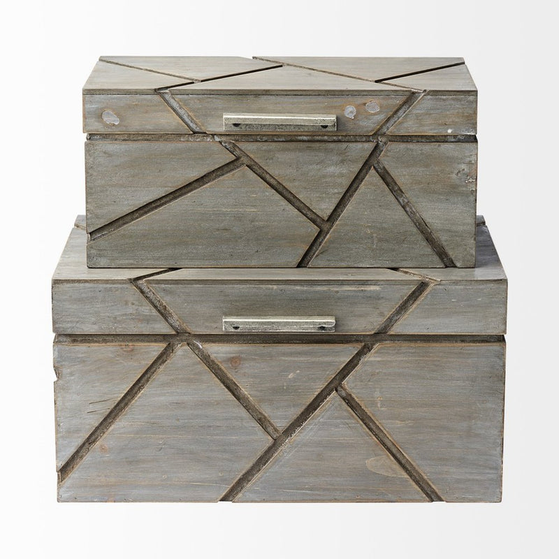 11" Gray Solid Wood Desk Organizer
