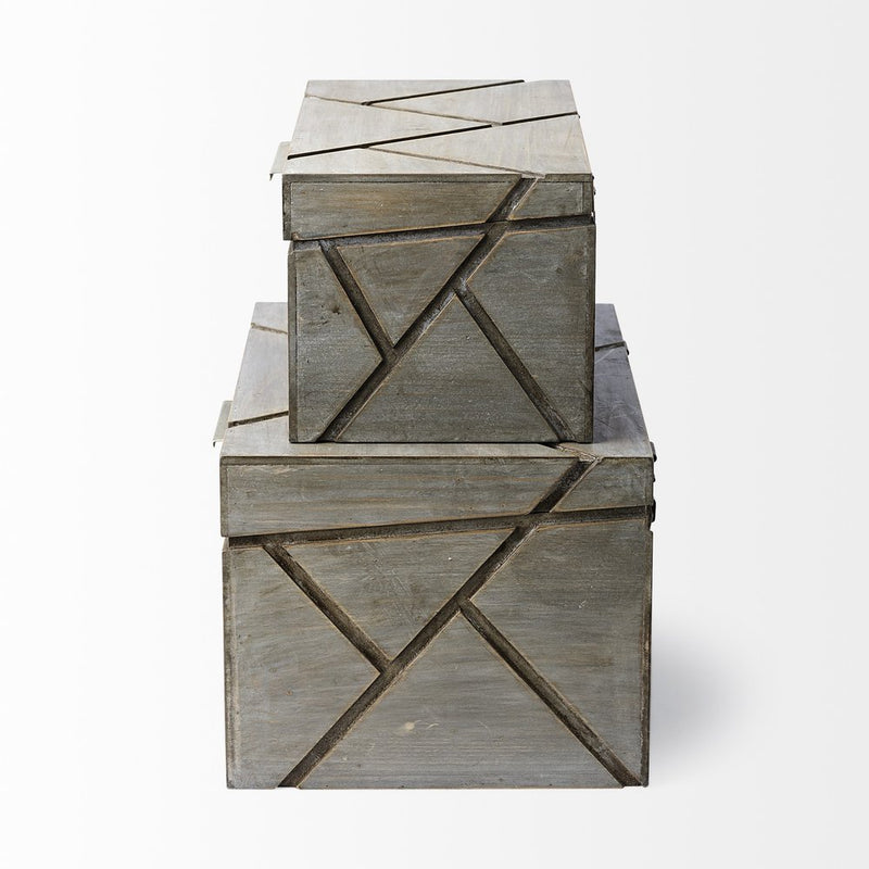 11" Gray Solid Wood Desk Organizer