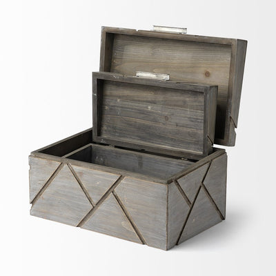 11" Gray Solid Wood Desk Organizer