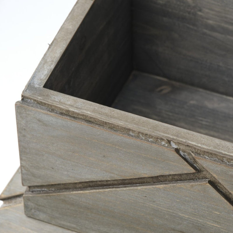 11" Gray Solid Wood Desk Organizer
