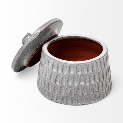 5" Gray Ceramic Box With Lid