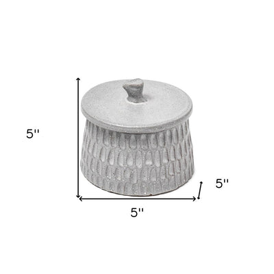 5" Gray Ceramic Box With Lid