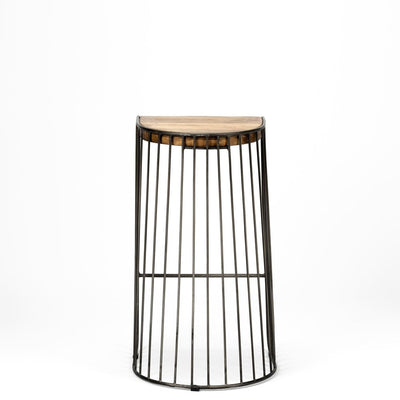 29" Black Solid Wood and Metal Backless Bar Chair