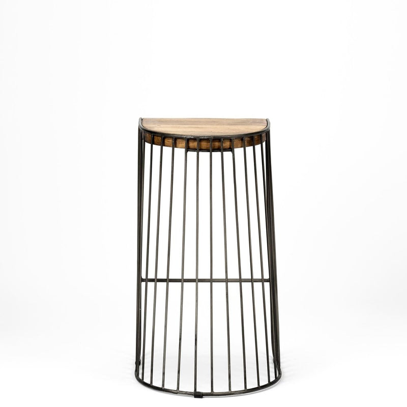 29" Black Solid Wood and Metal Backless Bar Chair