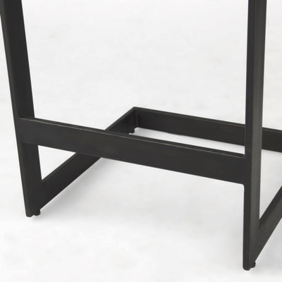 26" Black Solid Wood and Metal Backless Counter Height Bar Chair