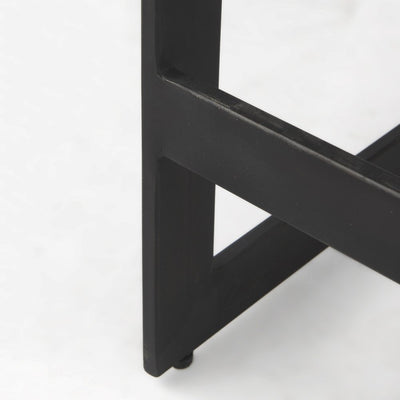 26" Black Solid Wood and Metal Backless Counter Height Bar Chair