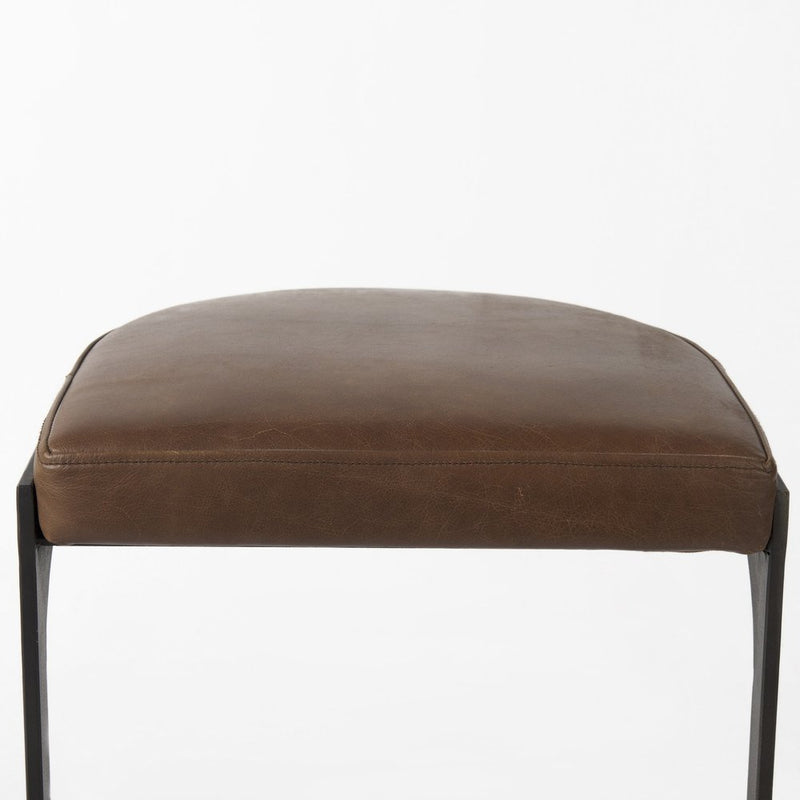 29" Black Leather and Metal Backless Bar Chair