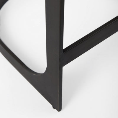 29" Black Leather and Metal Backless Bar Chair