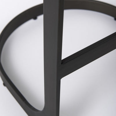 35" Black Leather and Metal Backless Bar Chair