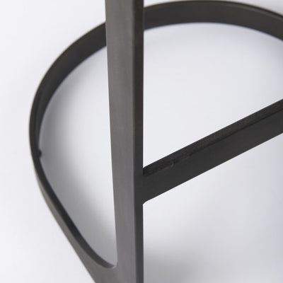 35" Black Leather and Metal Backless Bar Chair