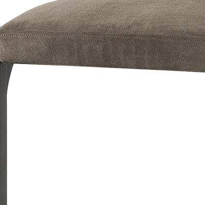 29" Black Leather and Metal Backless Bar Chair