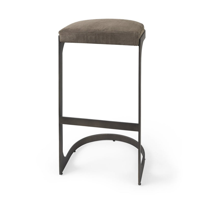 29" Black Leather and Metal Backless Bar Chair