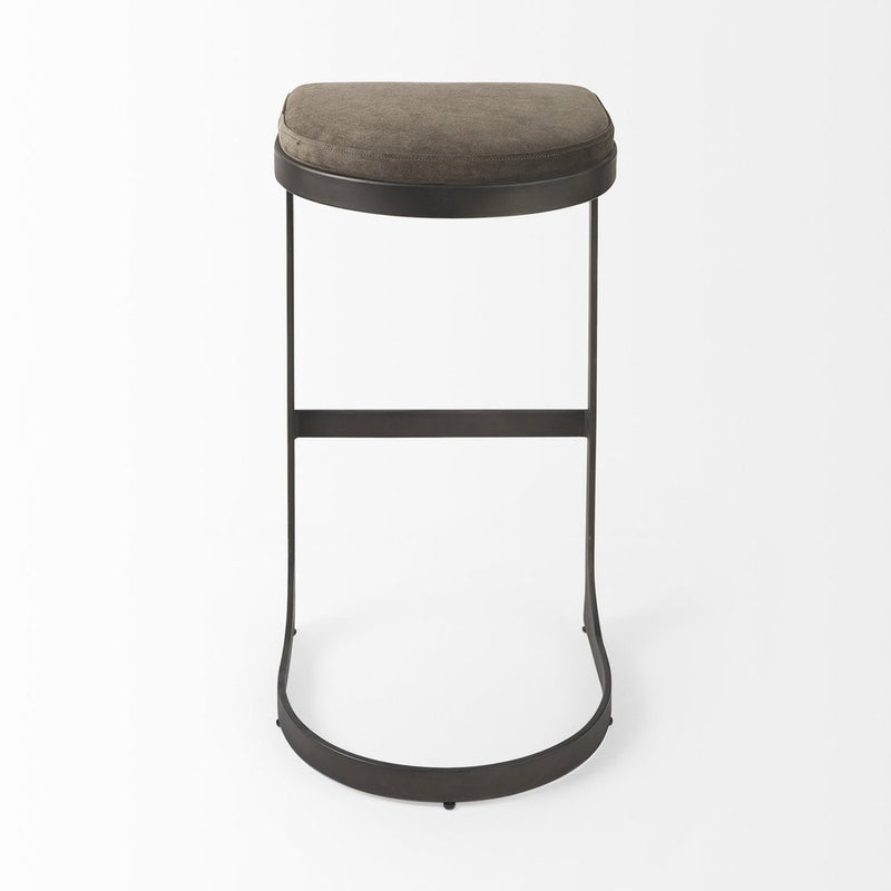 29" Black Leather and Metal Backless Bar Chair