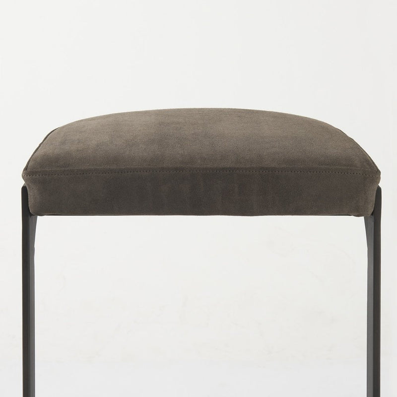 29" Black Leather and Metal Backless Bar Chair