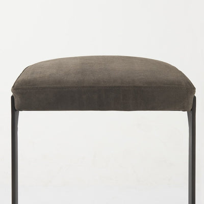29" Black Leather and Metal Backless Bar Chair