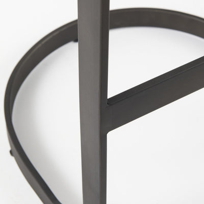 29" Black Leather and Metal Backless Bar Chair