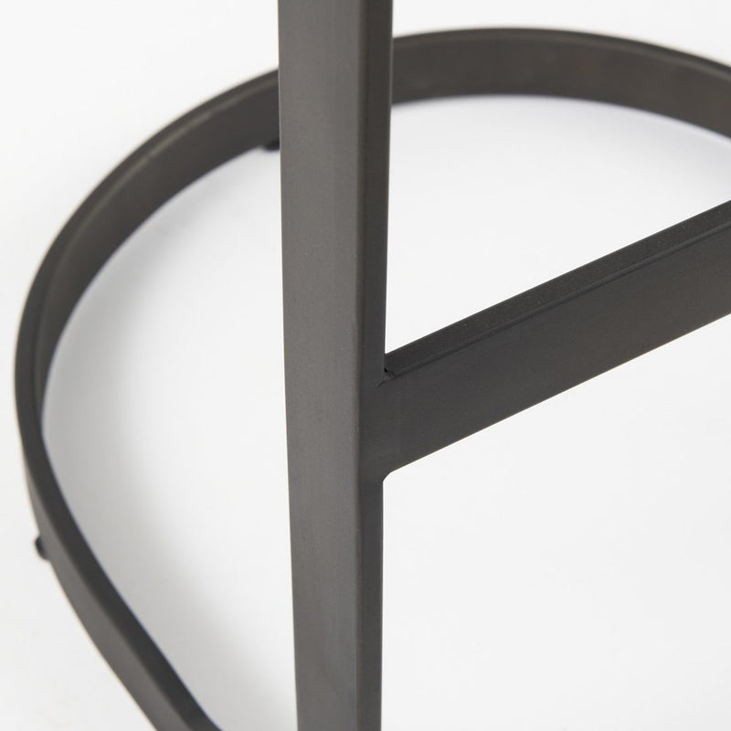 29" Black Leather and Metal Backless Bar Chair