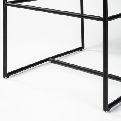 29" Beige and Black Fabric and Metal Counter Height Bar Chair