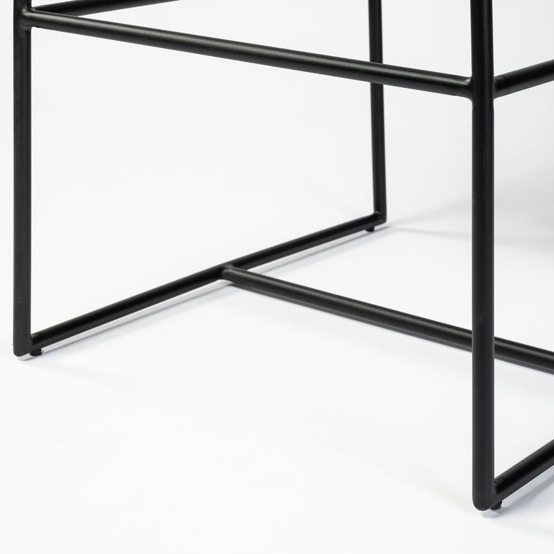 29" Beige and Black Fabric and Metal Counter Height Bar Chair