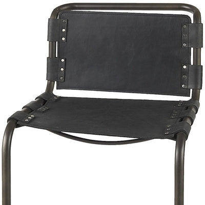 30" Black and Gray Leather and Iron Bar Height Bar Chair