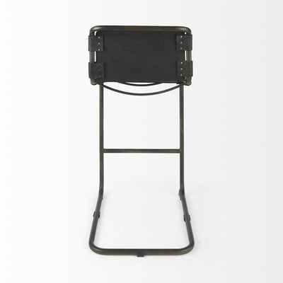 30" Black and Gray Leather and Iron Bar Height Bar Chair