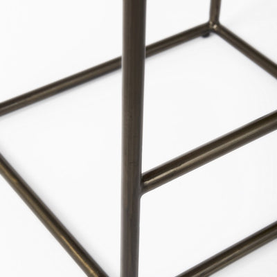 29" Bronze Leather and Metal Backless Bar Chair