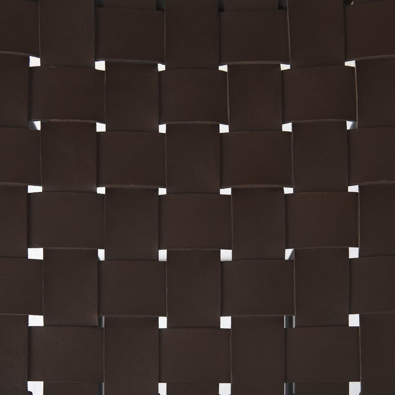 30" Brown And Black Leather And Iron Backless Bar Height Bar Chair