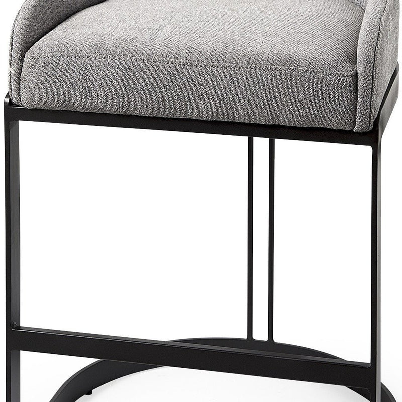 29" Gray and Black Fabric and Metal Low Back Bar Chair