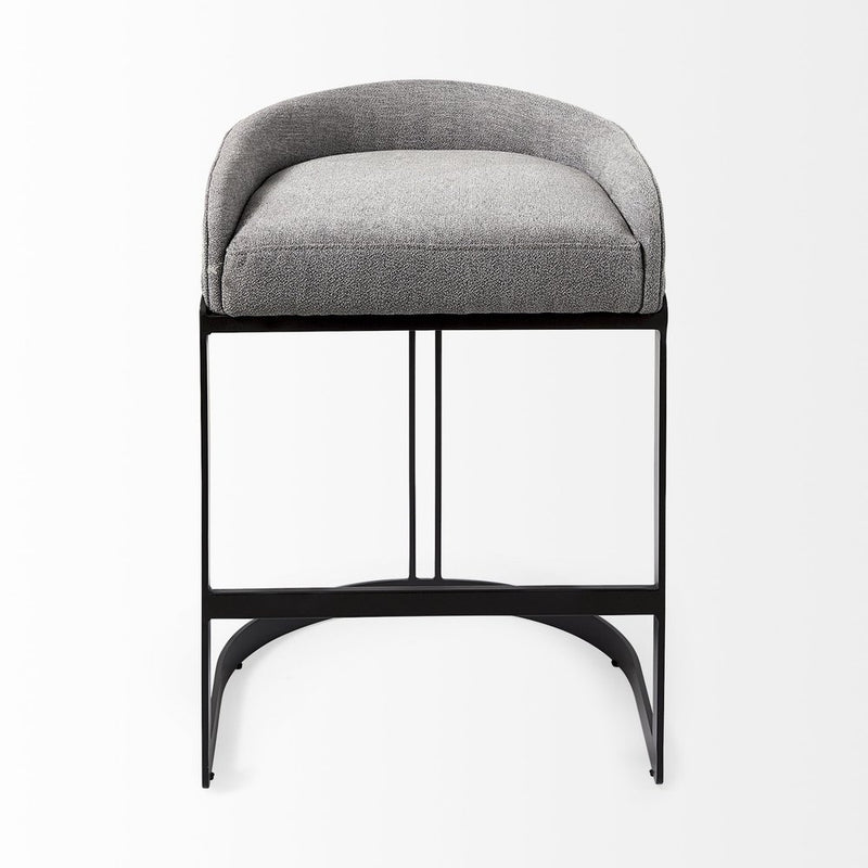 29" Gray and Black Fabric and Metal Low Back Bar Chair