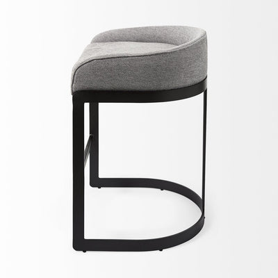 29" Gray and Black Fabric and Metal Low Back Bar Chair