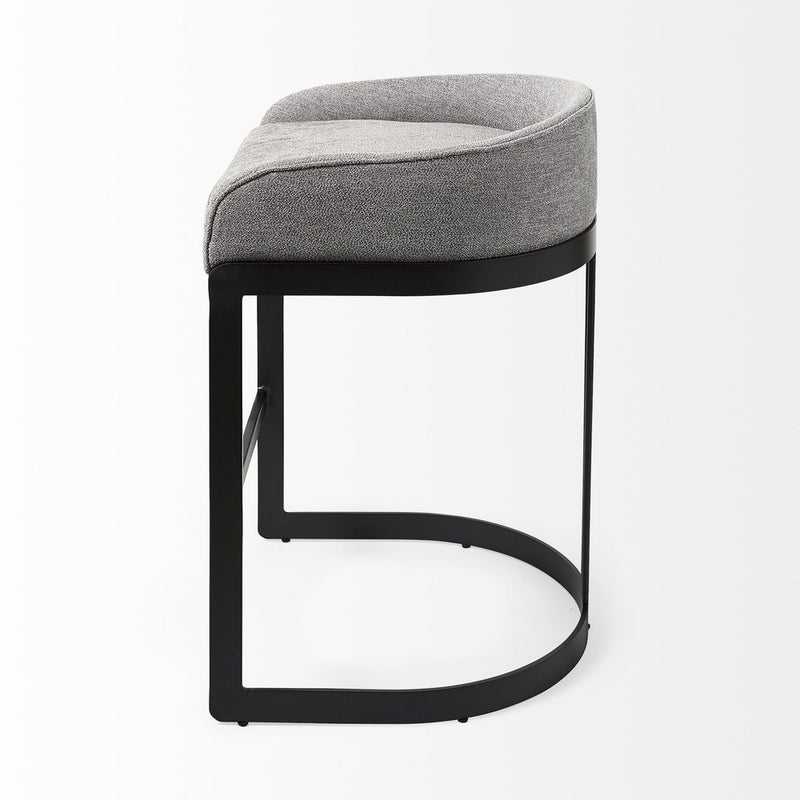 29" Gray and Black Fabric and Metal Low Back Bar Chair