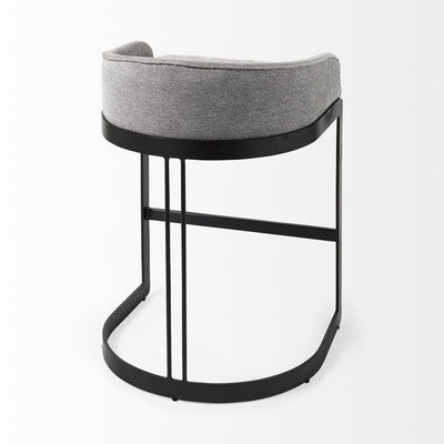 29" Gray and Black Fabric and Metal Low Back Bar Chair
