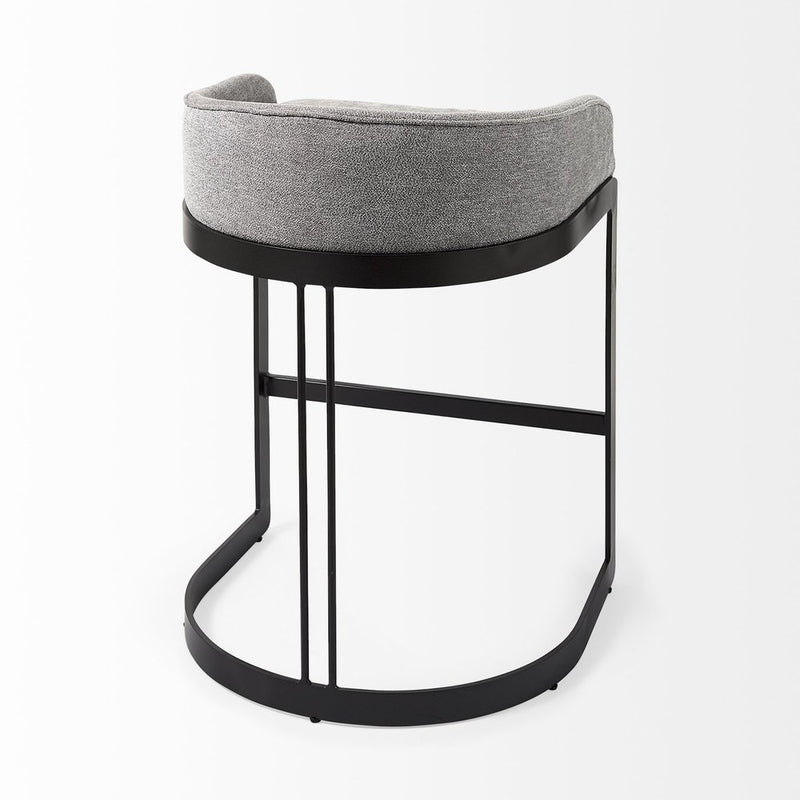 29" Gray and Black Fabric and Metal Low Back Bar Chair