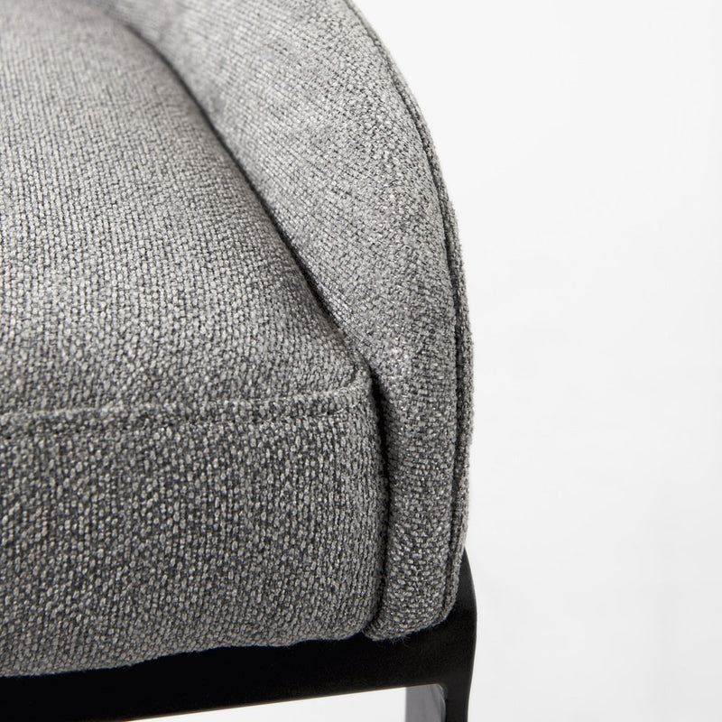 29" Gray and Black Fabric and Metal Low Back Bar Chair