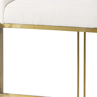 35" White and Gold Fabric and Metal Low Back Bar Chair
