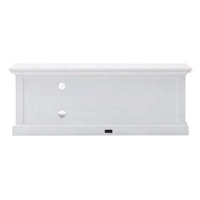 47" White Solid Wood Drawers and Open Shelving Entertainment Center