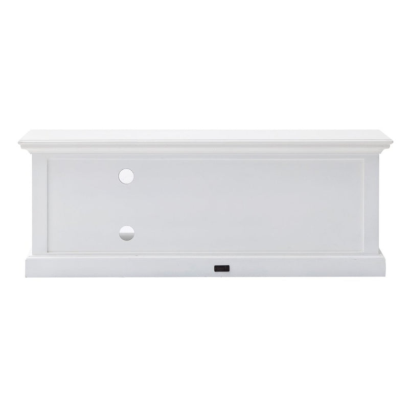 47" White Solid Wood Drawers and Open Shelving Entertainment Center