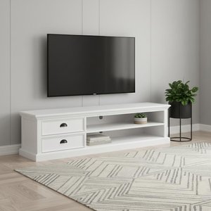 71" Classic White Entertainment Unit with Two Drawers