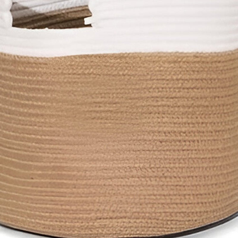 Set of Two White and Natural Jute Rope Baskets