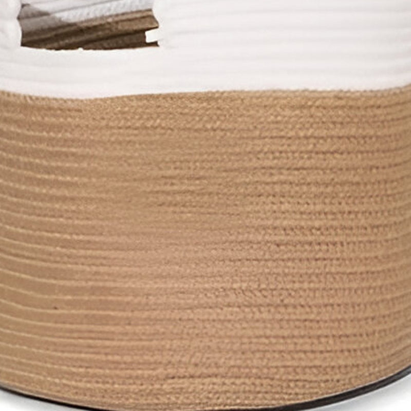 Set of Two White and Natural Jute Rope Baskets