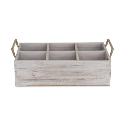 15" Gray And Brown Solid Wood Desk Organizer