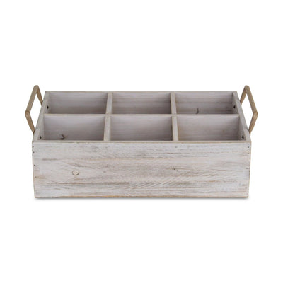 15" Gray And Brown Solid Wood Desk Organizer