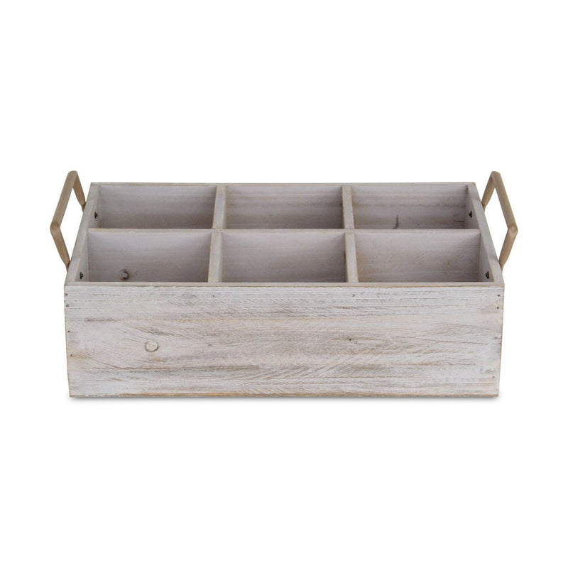 15" Gray And Brown Solid Wood Desk Organizer