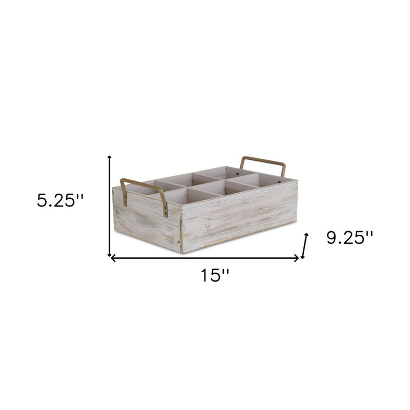 15" Gray And Brown Solid Wood Desk Organizer