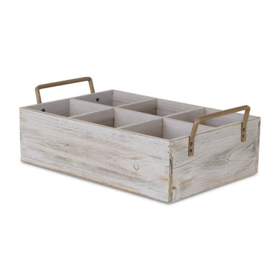 15" Gray And Brown Solid Wood Desk Organizer