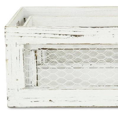 Set of Two White Solid Wood Crate