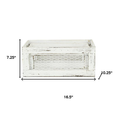 Set of Two White Solid Wood Crate