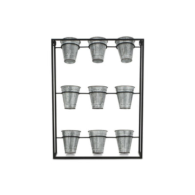 24" X 18" Black And Silver Metal Rectangular Wall Planter